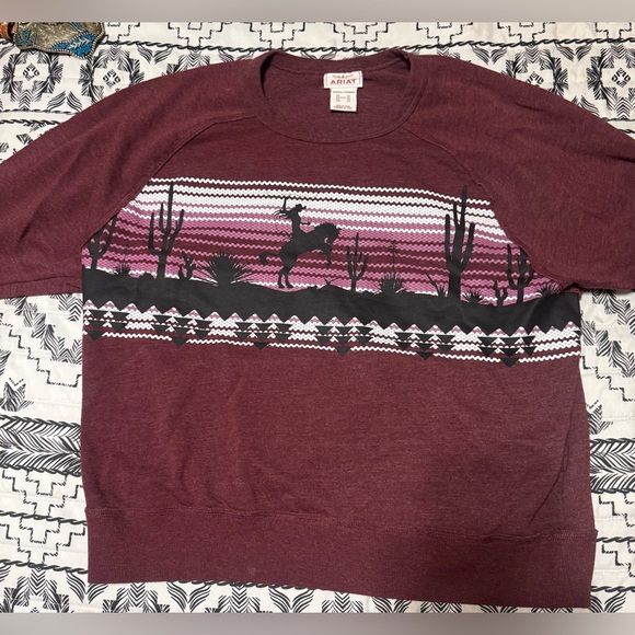 Ariat Maroon Southwestern Graphic Crewneck Sweater - Picture 2 of 2